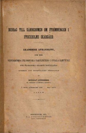 Bidrag till kännedomen om strömmingen i Stockholms Skärgård