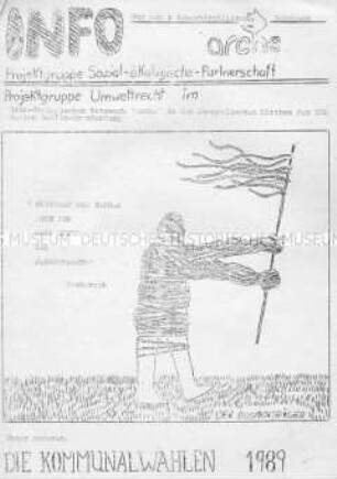 Informationsblatt des Netzwerkes "arche" zu den Kommunalwahlen in der DDR 1989 - Sachkonvolut