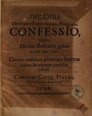 Ingenua Christianae Fidei veraeque Religionis Confessio