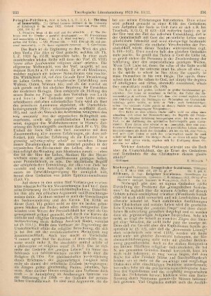 234-235 [Rezension] Niebergall, Friedrich, Evangelischer Sozialismus
