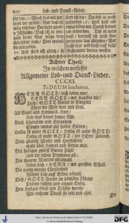 Achter Theil, in welchem verfasset allgemeine Lob- und Danck-Lieder.
