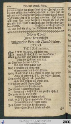 Achter Theil, in welchem verfasset allgemeine Lob- und Danck-Lieder.