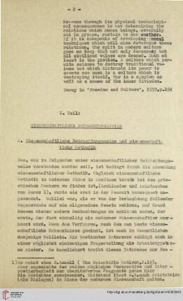I.Teil: Wissenschafliche Betrachtungsweise