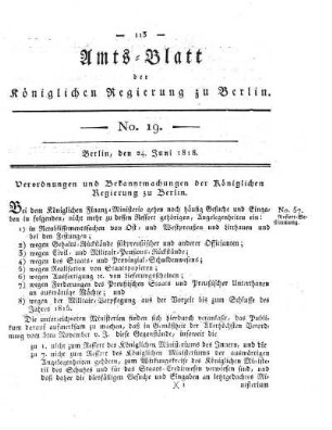 No. 19, 24. Juni 1818