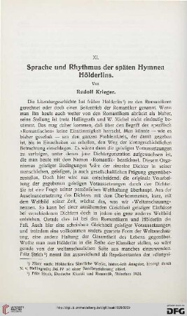 22: Sprache und Rhythmus der späten Hymnen Hölderlins