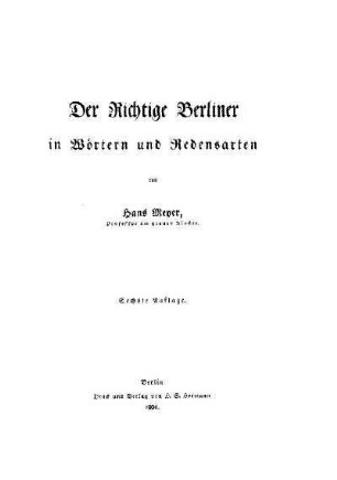 Der richtige Berliner in Wörtern und Redensarten