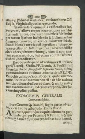 Exorcismus Generalis Contra maleficia.