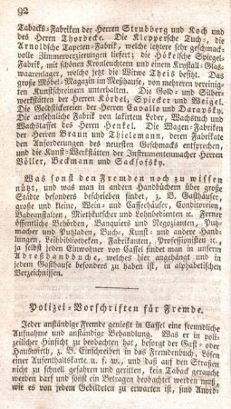 Polizei-Vorschriften für Fremde.