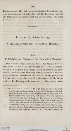 Erste Abtheilung: Verfassungsrecht des deutschen Bundes