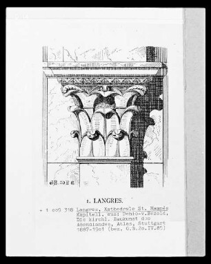 Ansicht eines Kapitells der Kathedrale Saint-Mammès in Langres