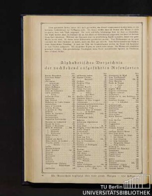 Alphabetisches Verzeichnis der nachstehend aufgeführten Rosensorten