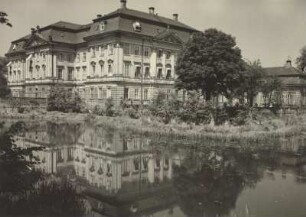 Radmeritz (heute: Radomierzyce), Schloss Joachimstein (Pałac Radomierzyce), Südostseite mit Kastanie im kleinen Küchengarten