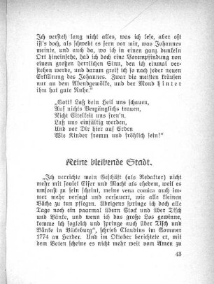 Keine bleibende Stadt.