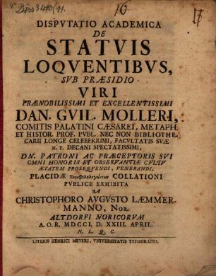 Disp. acad. de statuis loquentibus