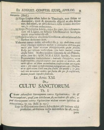 Ex Artic. XXI. De Cultu Sanctorum.