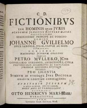 De Fictionibus Tam Hominis Quam Iuris