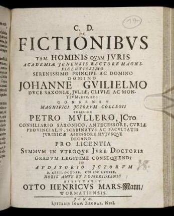 De Fictionibus Tam Hominis Quam Iuris