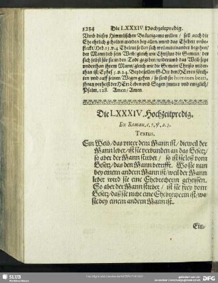 Die LXXXIV. Hochzeitpredig. Ex Roman.c.7.v.2.3
