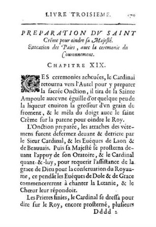 Preparation Dv Saint Crême pour oindre sa Majesté [...] Chapitre XIX.