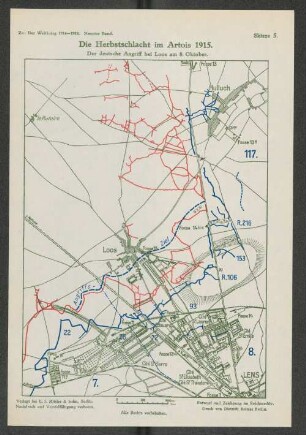 Skizze 5. Die Herbstschlacht im Artois 1915. Der deutsche Angriff bei Loos am 8. Oktober.