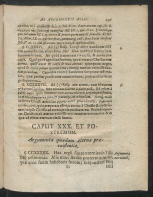 Caput XXX. Et Postremum. Argumenta quaedam aeternae praeexistentiae