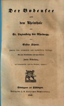 Der Bodensee nebst dem Rheinthale von St. Luziensteig bis Rheinegg. 2, Das Topographische, nebst den Gedichten, enthaltend