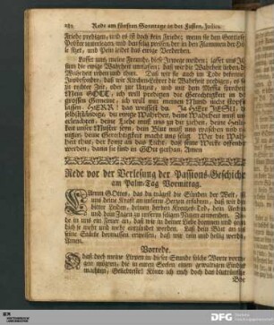 Rede vor der Verlesung der Passions-Geschichte am Palm-Tag Vormittag.