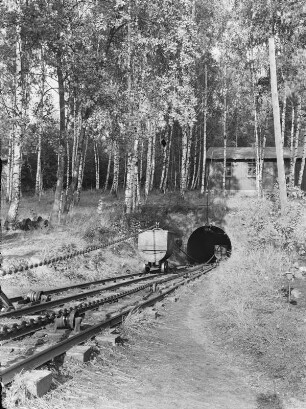 Brkw. Leipnitz, Mundloch der Schiefenen Ebene : Braunkohlegebiet Leipnitz (bei Leipzig). Braunkohlewerk, Mundloch der Schiefenen Ebene