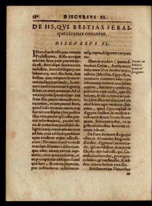 De Iis, Qui Bestias Ferasque cicurare conantur. Discursus XL.