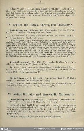 V. Sektion für Physik, Chemie und Physiologie