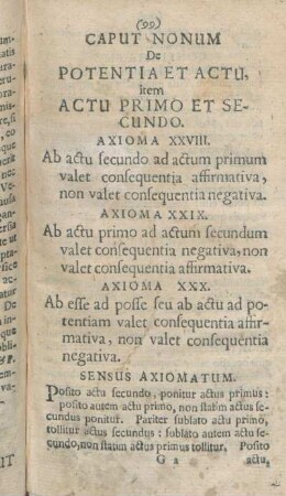 Caput Nonum De Potentia Et Actu, item Actu Primo Et Secundo.