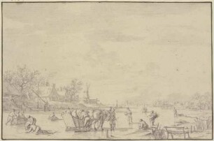 Winterlandschaft, auf dem Eis ein Schlitten