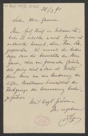 Brief an Heinrich Gaßner : 25.03.1891
