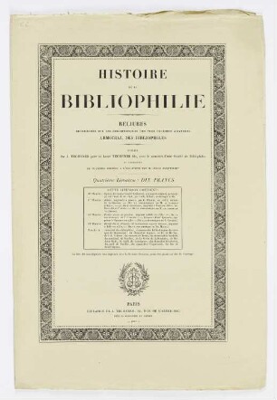 Titelblatt der Folge "Geschichte der Bibliophilie"