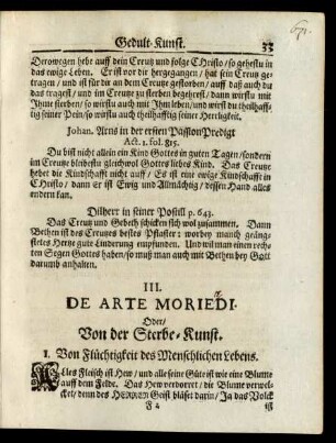 III. De Arte Moriedi. Oder/ Von der Sterbe-Kunst.