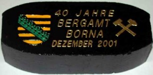 Schmuckbrikett 40 Jahre Bergamt Borna, Dezember 2001