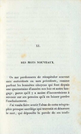XI. Des mots nouveaux