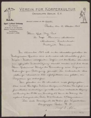 Schreiben an Hermann Muthesius (Brief)