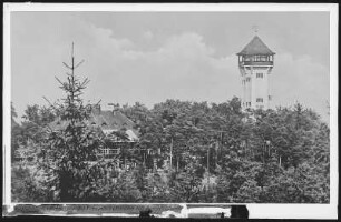 Karlsbad. Café-Restaurant Freundschaftshöhe mit Aussichtsturm : Karlsbad. Café-Restaurant Freundschaftshöhe mit Diana-Aussichtsturm (1912-1914; Anton Breinl) auf der Freundschaftshöhe (562 m)