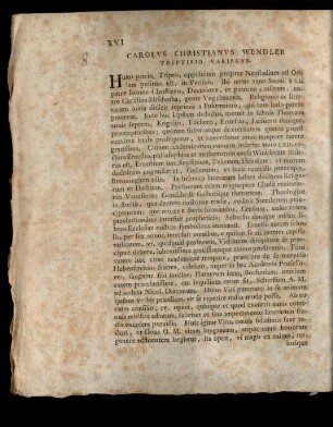 Carolus Christianus Wendler Triptisio Variscus.