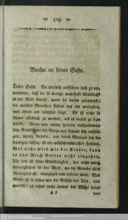 Bensen an seinen Sohn