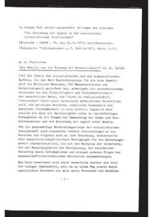 Die Familie und die Formung der Persönlichkeit