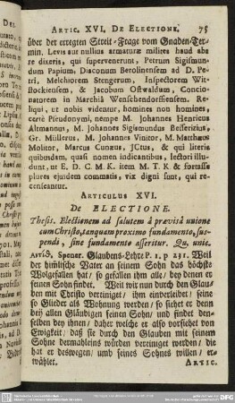 Articulus XVI. De Electione