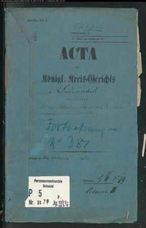 Belegakte zu den Zivilstandsregistern der Juden mit den Orten Halver und Lüdenscheid (H 1873-1874)