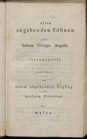 Allen angehenden Söhnen der hehren Georgia Augusta