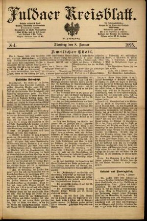 Ausgabe vom Dienstag, den 08. Januar 1895.