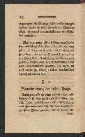 §. 7. Beantwortung der ersten Frage