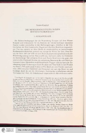 Erstes Kapitel: Die Mindermächtigen in den Befreiungskriegen