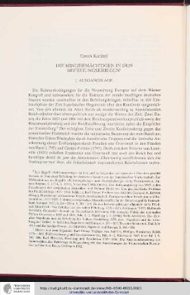 Erstes Kapitel: Die Mindermächtigen in den Befreiungskriegen