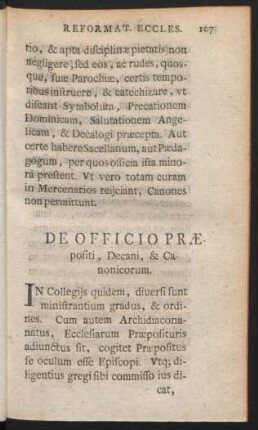 De Officio Praepositi, Decani, & Canonicorum.